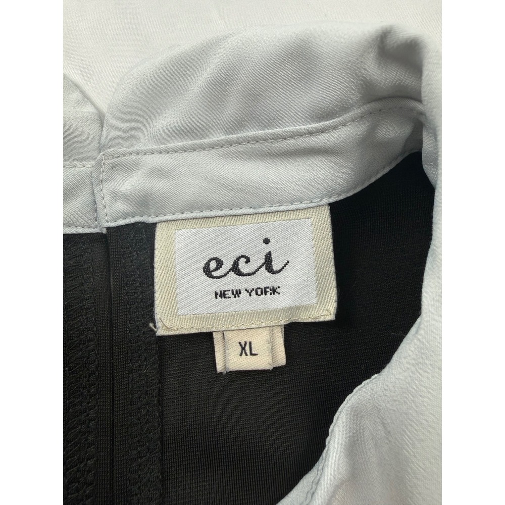 ECI New York Womens XL Black White Layered Peter Pan Collar Short Sleeve Top - Picture 7 of 10